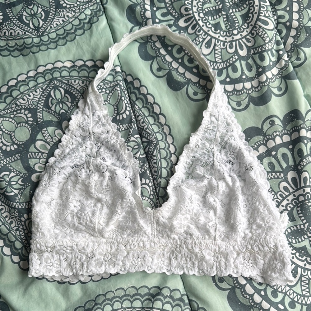 Aerie White Lace Halter Bralette
